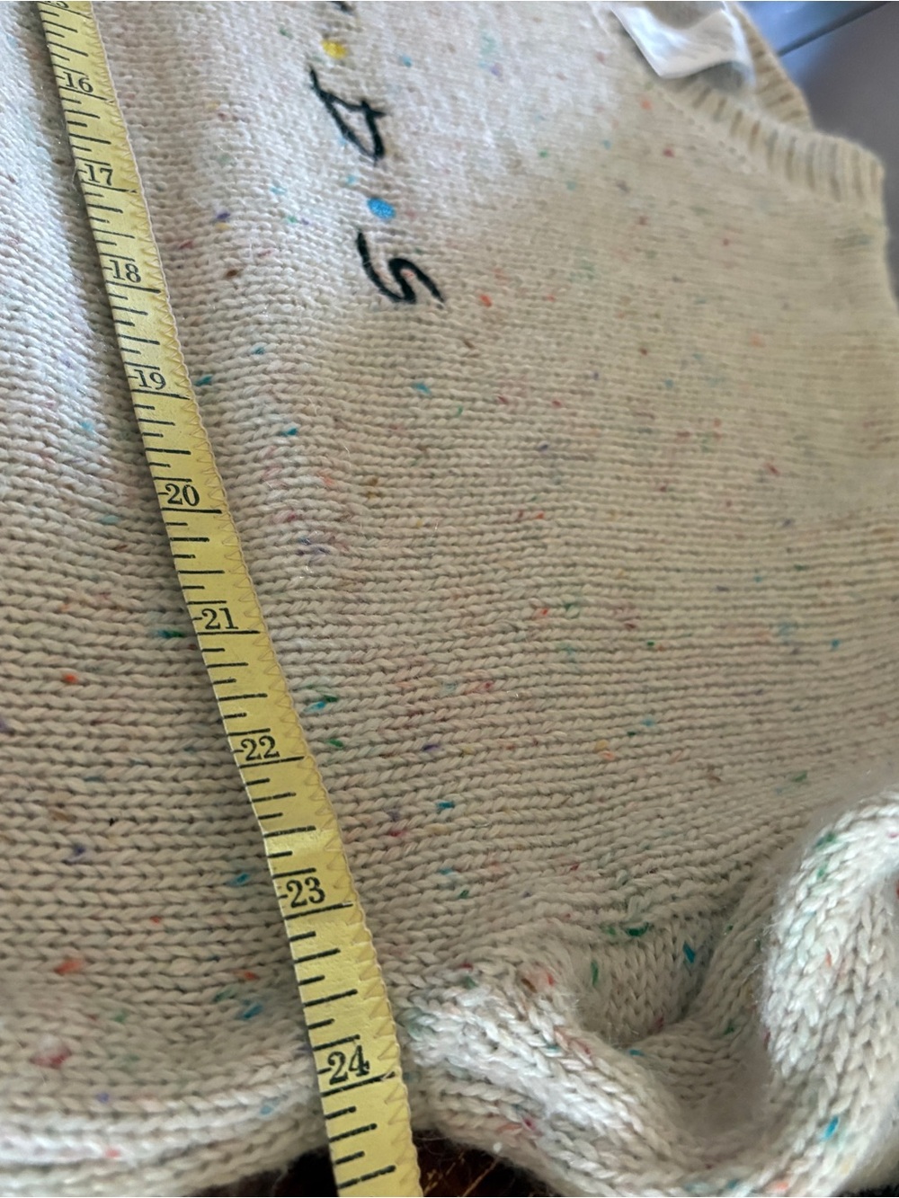 FRIENDS Cream Speckled Logo Crewneck Sweater cropped Fisherman - Picture 6 of 7